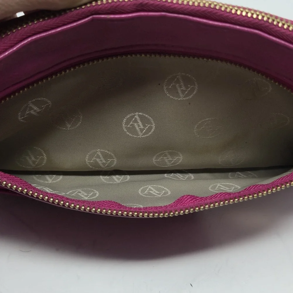 Adrienne Vittadini Studio Hot Pink Magenta Wristlet Clutch Pouch Zip Wallet
